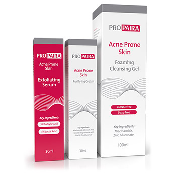 PROPAIRA Acne-Prone Skin Foaming Cleansing Gel 100ml, Purifying Cream 30ml & 10% Exfoliating Serum 30ml Combo PROPAIRA Acne-Prone Skin Foaming Cleansing Gel 100ml, Purifying Cream 30ml & 10% Exfoliating Serum 30ml Combo