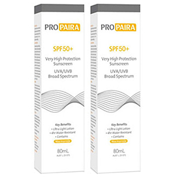 Propaira SPF50+ High Protection Sunscreen Lotion 2 x 80ml (Twin Pack) Propaira SPF50+ High Protection Sunscreen Lotion 2 x 80ml (Twin Pack)
